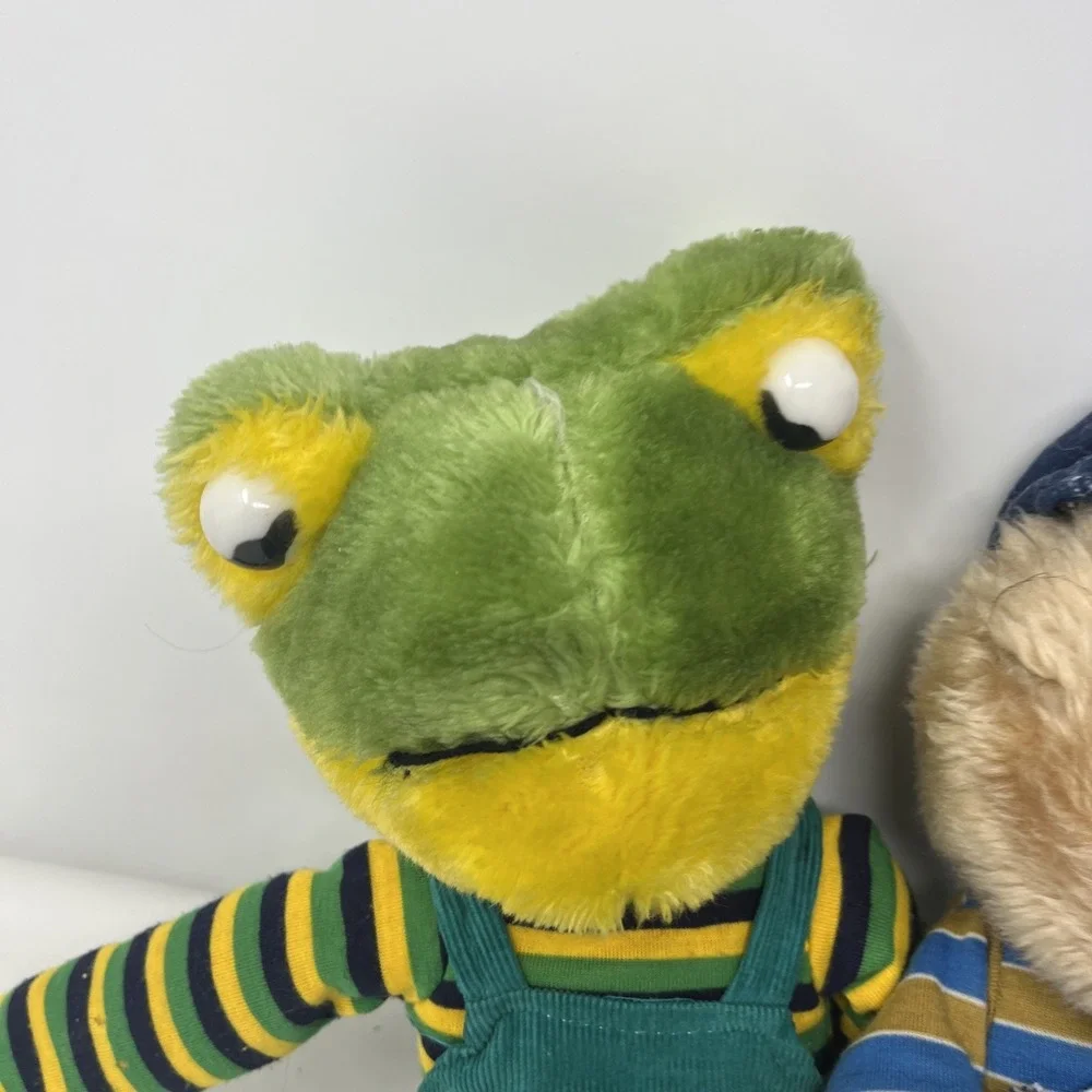 Vintage Personality Plush Lot Frog + Dog Knee Hugger Overalls 23